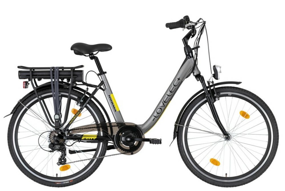 Elektro Bicykel Lovelec Norma 18" grey/yellow  26" bateria v nosiči 10 Ah B400276